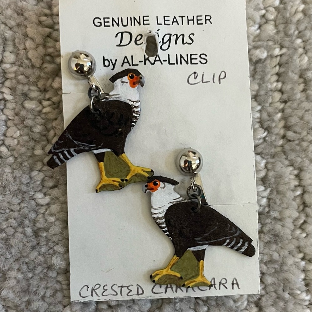 Crested Caracara Clip-on Earrings